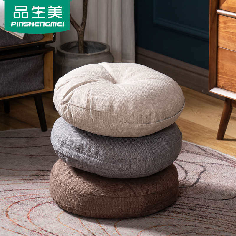 亚麻蒲团坐垫飘窗日式瑜伽禅修打坐垫布艺圆形榻榻米坐垫座椅垫子