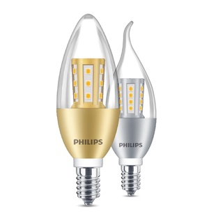 飞利浦蜡烛灯泡led三色水晶尖泡e14e27螺口家用节能拉尾泡水晶灯