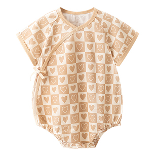 汤尼倍儿新生婴儿衣服短袖包屁衣夏季男孩女宝宝连体衣爬爬服夏装