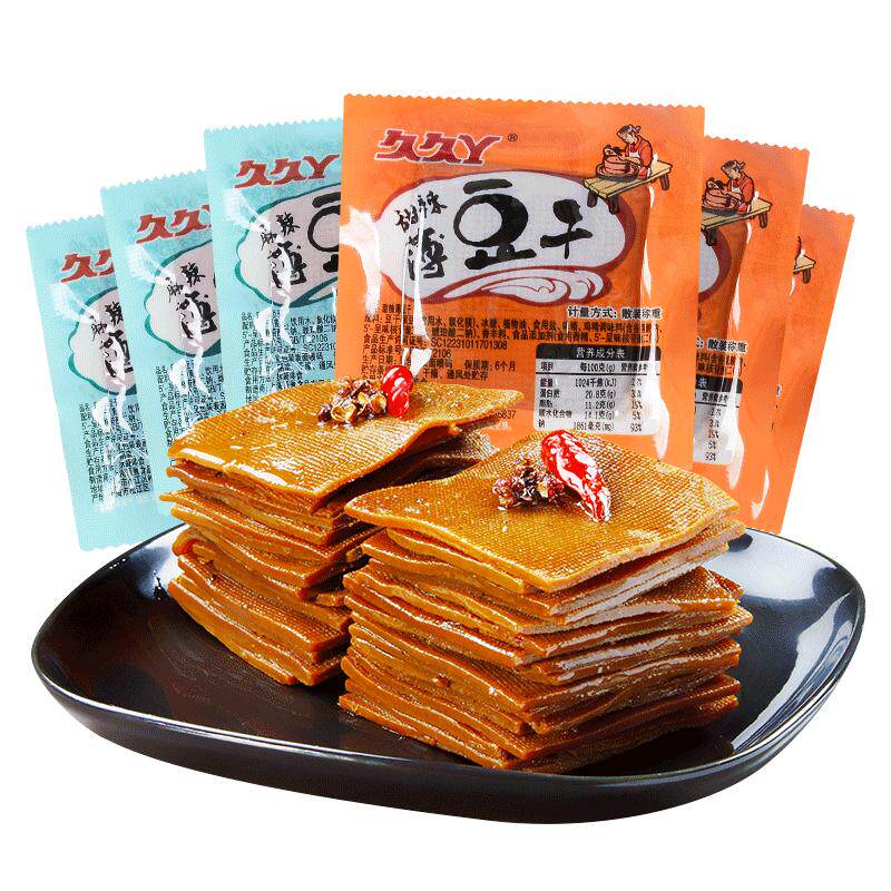 久久丫甜辣薄豆干500g休闲食品