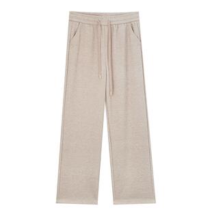 Mind Bridge2025年冬纯色直筒裤百搭阔腿长裤女士加绒厚款休闲裤