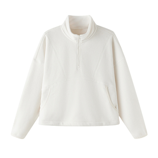 云上生活「糯米卫衣」半拉链立领双面摇粒绒短卫衣秋冬季上衣女