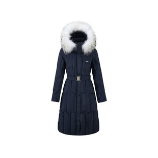 【90%鹅绒】CHICHY洋气收腰长款连帽羽绒服女25冬季新款保暖外套