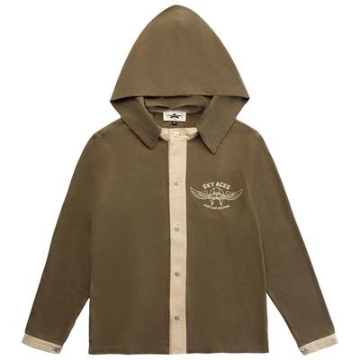 DANIELKATE男款长袖飞行俱乐部飞行内胆连帽开襟衫卫衣