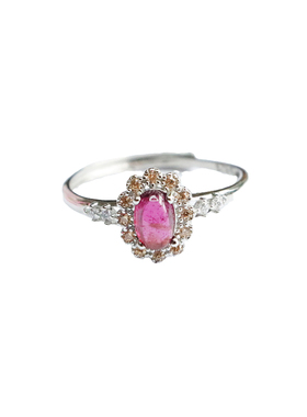 S925银镶天然巴西紫牙乌石榴石戒指珠宝甜美可爱少女风多巴胺饰品