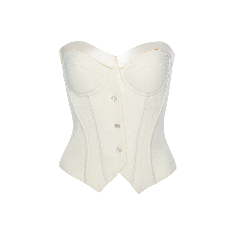 CORSELET 珍珠扣小香风鱼骨抹胸上衣时尚简约束腰外穿胸衣