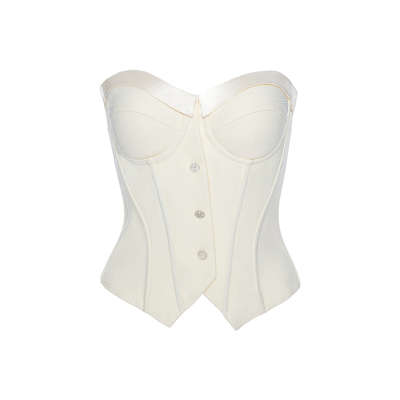 CORSELET 珍珠扣小香风鱼骨抹胸上衣时尚简约束腰外穿胸衣