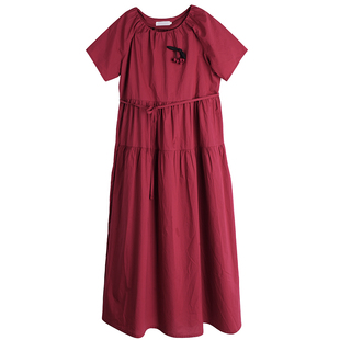 胖莹莹大码女装300斤胖m日系清新森系花朵蛋糕长裙宽松显瘦连衣裙