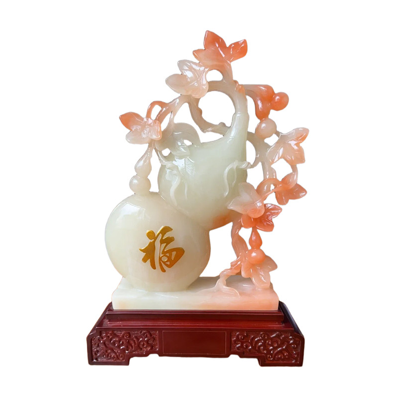 玉石福字葫芦摆件招财乔迁礼品