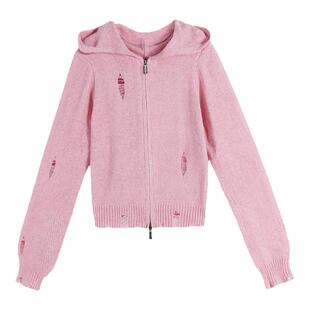 BANSLANDER 秋冬新款女士露背破坏金丝绒针织上衣银泰百货 301601