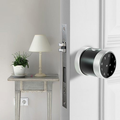 外贸免开孔涂鸦指纹锁家用公寓锁通通办公室密码锁民宿智能锁木门