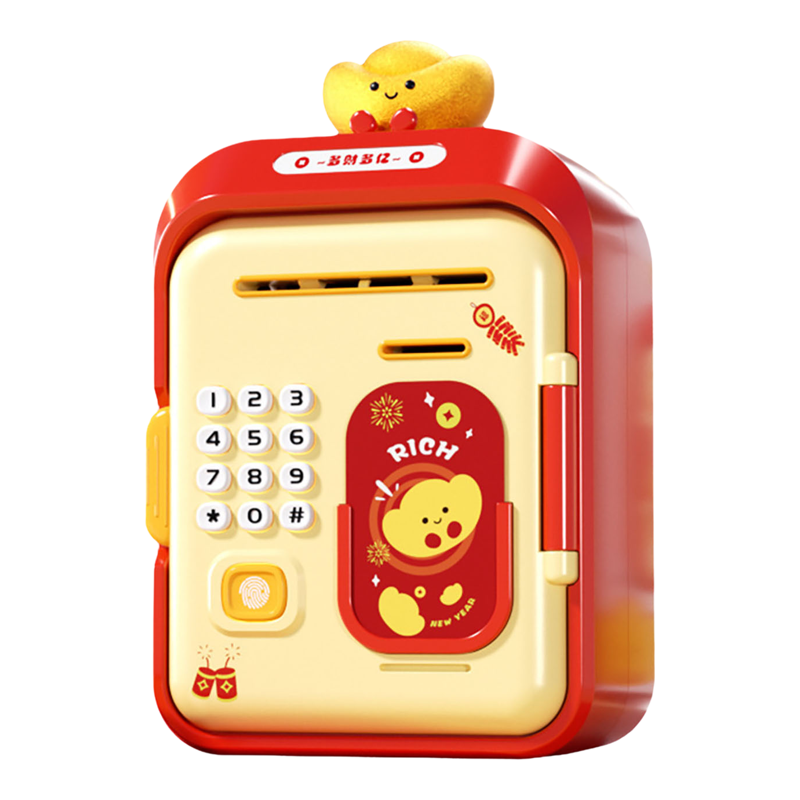 儿童指纹感应自动卷币密码存钱罐