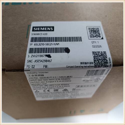 议价6SL3210- 5BE21-1UV1西门子V20 变频器1.1 kW/6SL32105BE211U