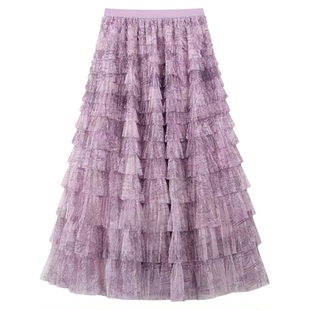 高品质网纱半身裙蛋糕裙2025新款女秋冬a字沙群子层层纱裙蓬蓬裙