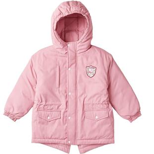 千趣会童装儿童冬季新年红色棉外套男女童织标连帽保暖派克服上衣