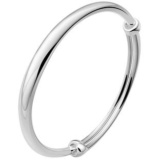 九乐999纯银手镯女实心闭口推拉可调节简约森系网红满天星年轻款