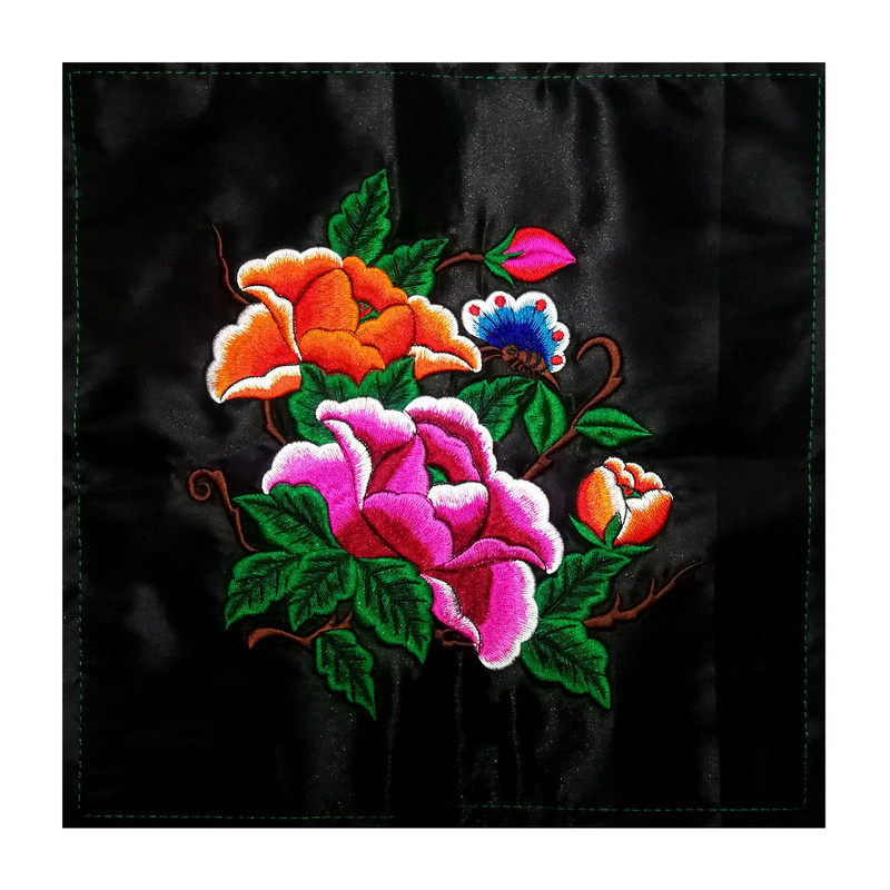 立体感绣花布刺绣绣片成品机绣特色工艺品复古风刺绣diy 牡丹刺绣