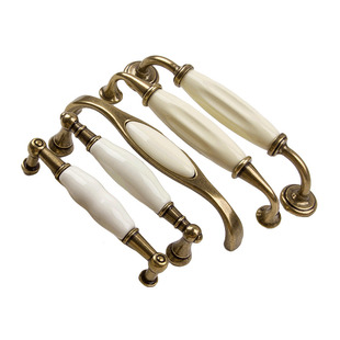 陶瓷拉手柜门欧式青古铜美式抽屉橱柜门拉手柜子圆单孔衣柜门把手