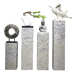 办公室创意落地大摆件客厅茶室禅意装饰品祥云柱店铺展示柱摆饰品