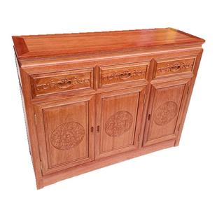 红木餐边柜菠萝格木茶水柜全实木三门四门收纳柜花梨木1米2厨房柜