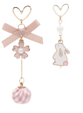 兔子925银软萌风日系毛球耳饰品