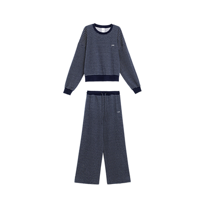 TurnSignal条纹针织卫衣长裤套装
