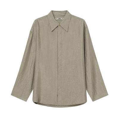 JDV商场同款绿色醋纤长袖衬衫