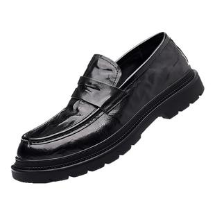 木林森男鞋2026新款春季一脚蹬皮鞋男商务真皮爸爸休闲鞋防滑软底