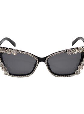 2022新款女士太阳镜韩版明星潮满钻眼镜圆脸大框防紫外线镶钻墨镜