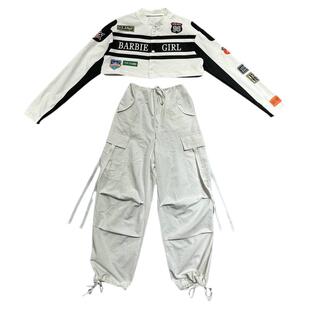 青春活力爵士跳舞穿搭机车短款街舞套装年会舞蹈表演出服成人团体