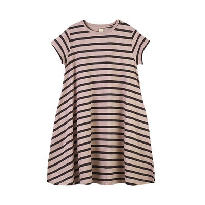 夏装文艺条纹连衣裙中大童t恤裙