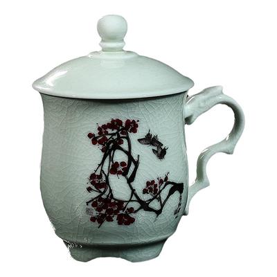 陶瓷汝窑带盖主人杯