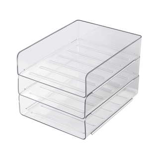 桌面收纳盒透明亚克力置物盒大容量收纳多层叠加分类使用学生书桌文件资料收纳架办公室桌上书架杂物盒文件盒