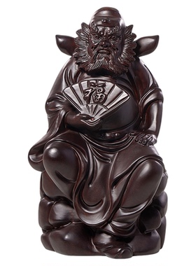 黑檀实木雕刻钟馗神像客厅