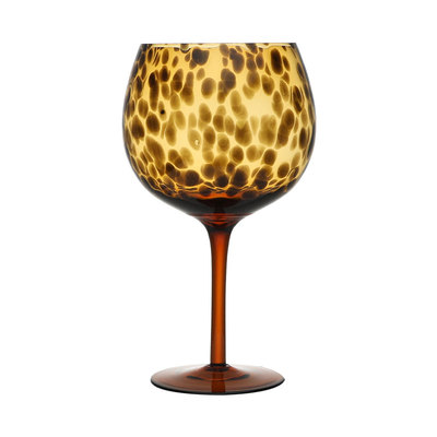 豹纹高脚杯子中古水晶玻璃酒杯
