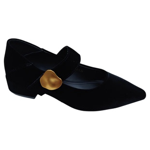 韩版绒面魔术贴中跟玛丽珍小皮鞋女2025新款复古粗跟洋气尖头单鞋