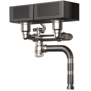 厨房洗菜盆水槽下水管配件防臭水池双槽下水器三通排水管全套装