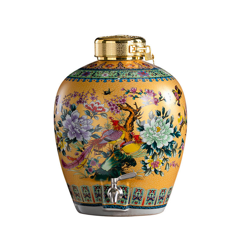 陶瓷仿古密封带龙头泡酒缸