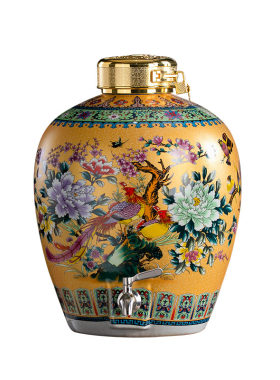 陶瓷仿古密封带龙头泡酒缸