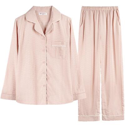 好波春夏新品睡衣女舒适透气梭织长袖长裤家居服男大码睡衣HJ2519