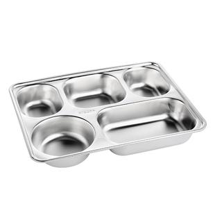 316不锈钢餐盘成人饭盘四格五格食堂工厂304学生快餐盘分格饭盒