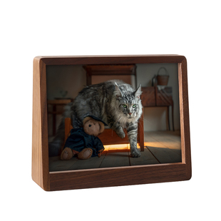 黑胡桃实木宠物纪念相框摆台定制刻字狗狗猫咪离世摆件生日纪念品