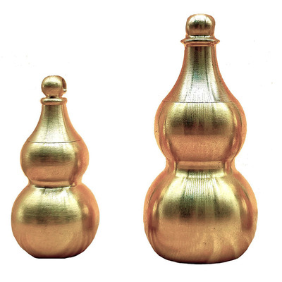 纯黄铜开口空心葫芦钥匙扣挂件药瓶挂饰速效救心丸药罐随身吊坠