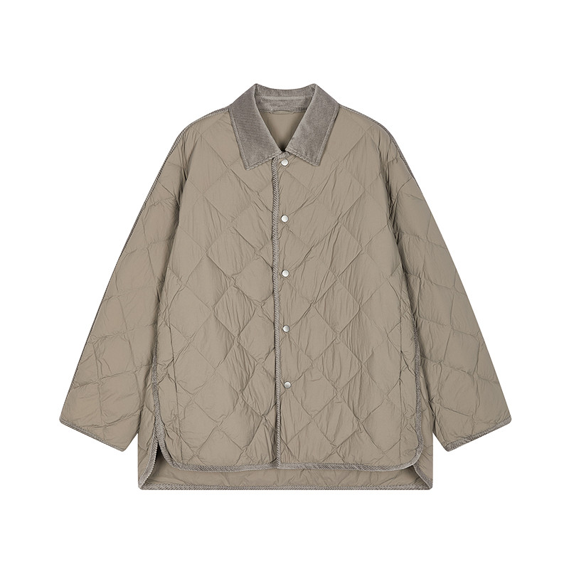 [绗缝羽绒]速写男装秋冬新款羽绒服轻量化翻领灯芯绒廓形轻暖外套