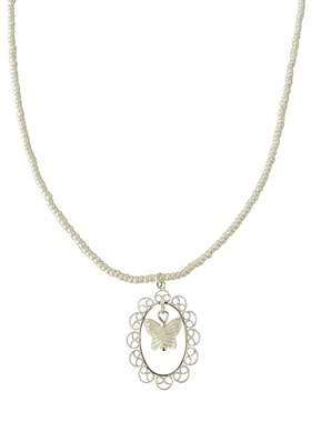 仲夏夜之梦蕾丝镂空白蝶贝项链