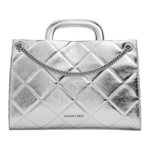 CHARLES&KEITH秋冬女包CK2-30271420大容量菱格链条单肩托特包