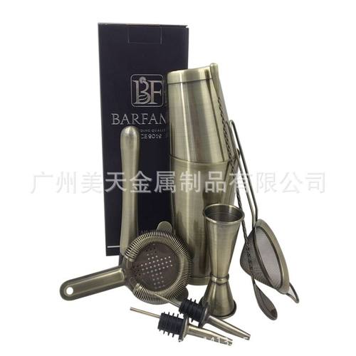 亚马逊直供304不锈钢调酒套装美式套波士顿shaker热销跨境工具