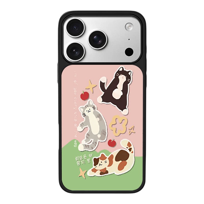 韩系贴纸风猫咪可爱卡通适用苹果17promax新款手机壳iPhone air/16pro/15plus14玻璃13pro手机套冰感小米17