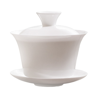 超薄胎骨瓷马蹄盖碗高档白瓷小容量三才大盖碗潮州功夫茶杯茶具