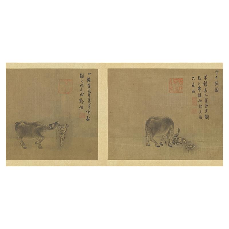 明李麟画十二牧图高清复制